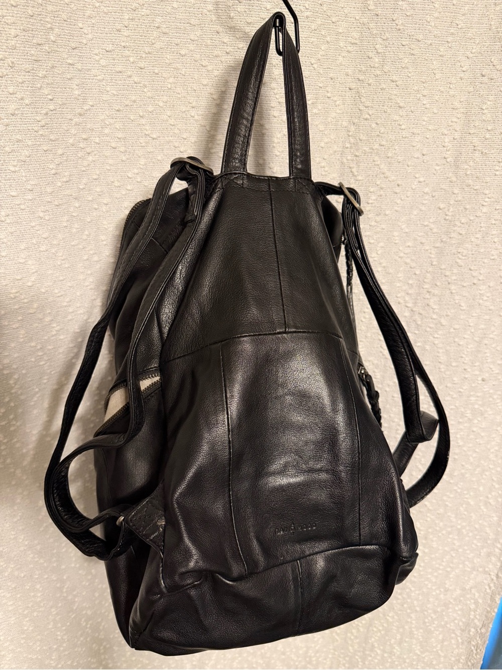Black Woven Leather Backpack - Sleek Everyday Carry - Picture 6 of 9